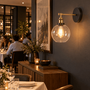 Antique Brass Glass Ball Wall Light lifestyle photo 2