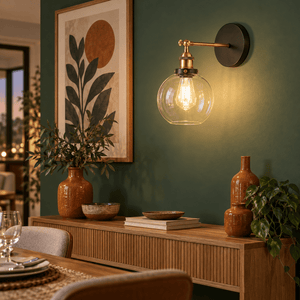 Antique Brass Glass Ball Wall Light lifestyle photo 4