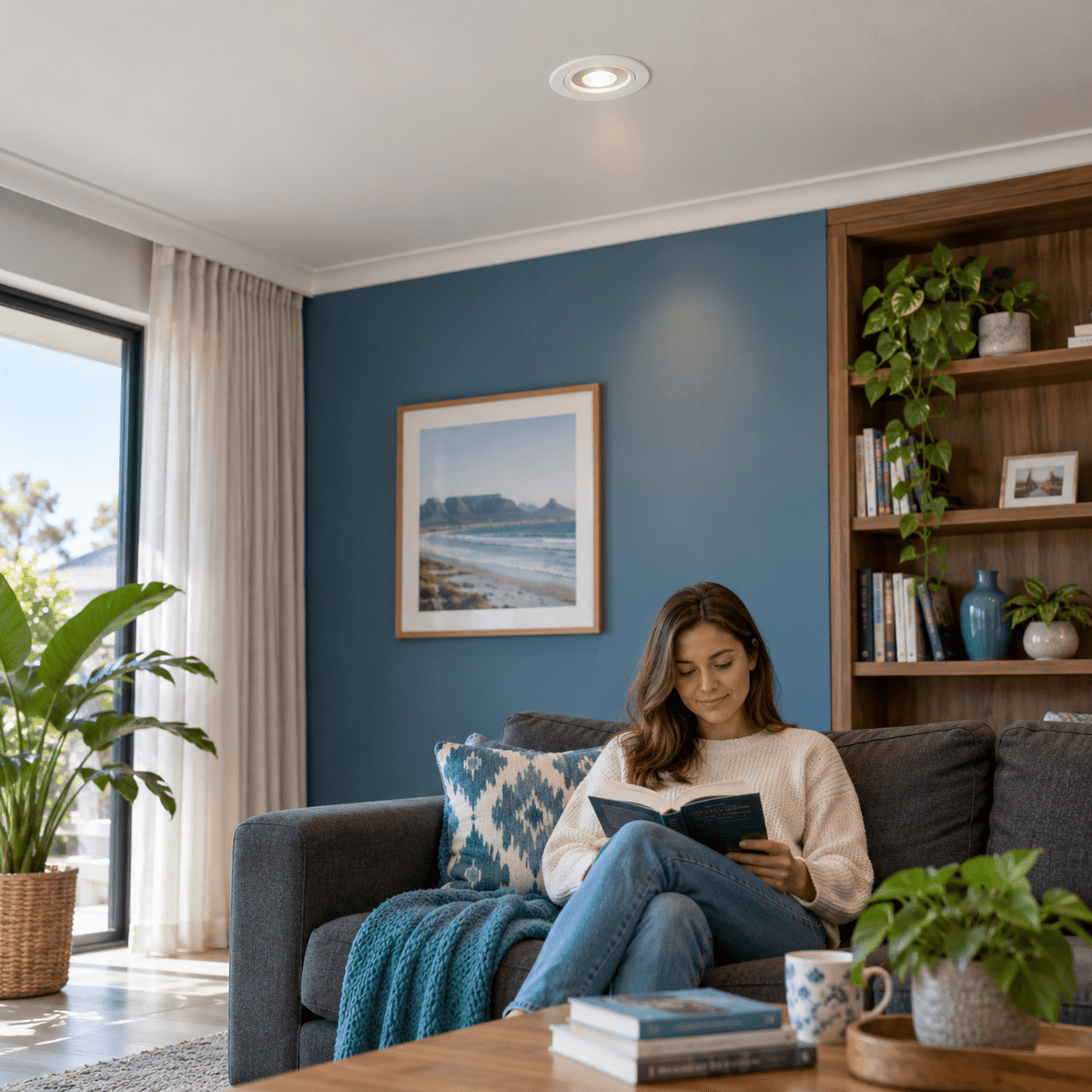 Matt White Recessed Downlight Bevelled Edge lifestyle photo 1