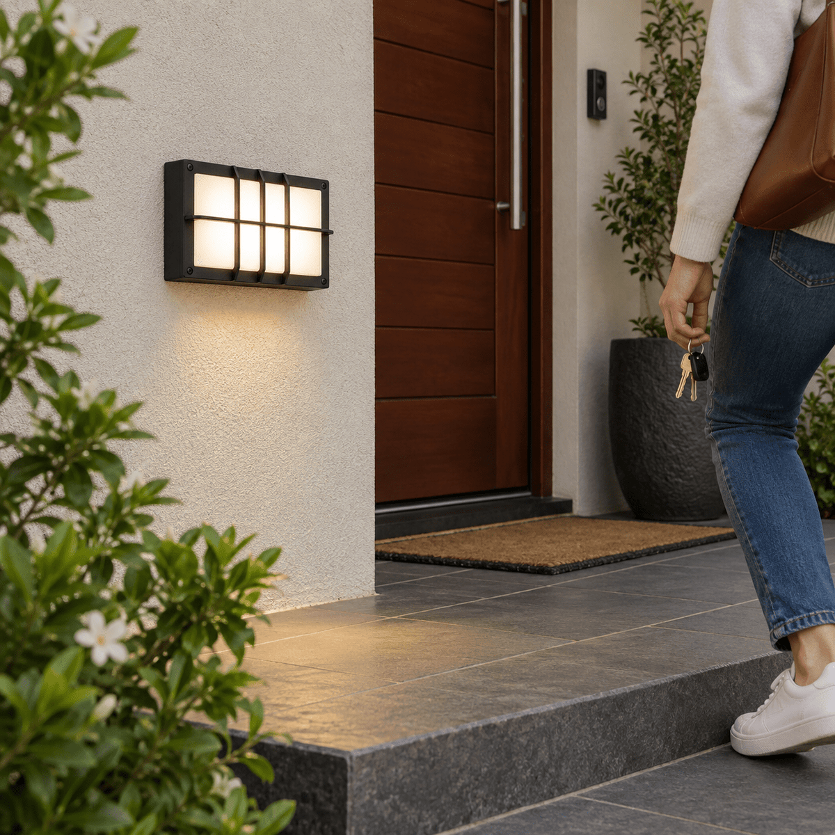 Black Outdoor Wall Light Die-Cast Aluminium IP44 lifestyle photo 1