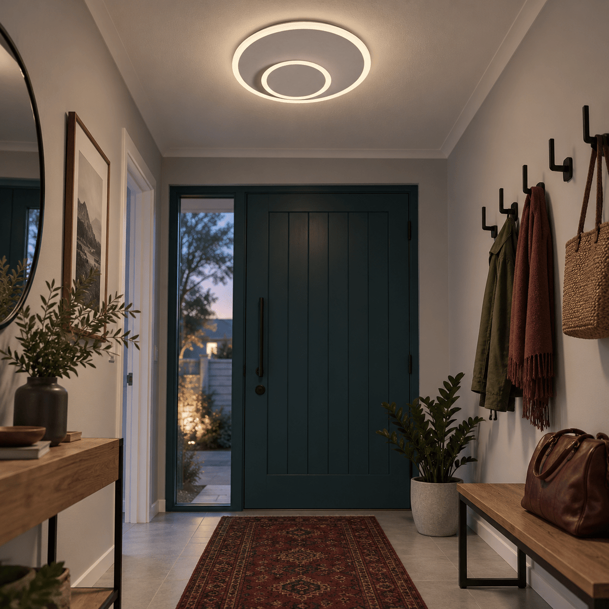 Grey LED Wall or Ceiling Light - Movable Center Ring — entrance hall