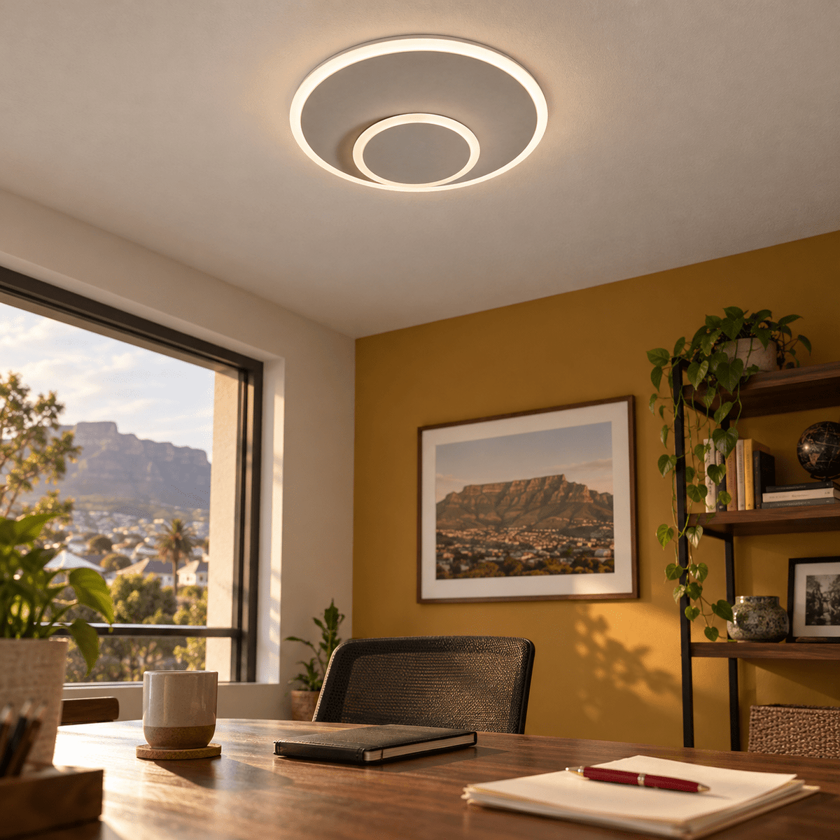 Grey LED Wall or Ceiling Light - Movable Center Ring — home study