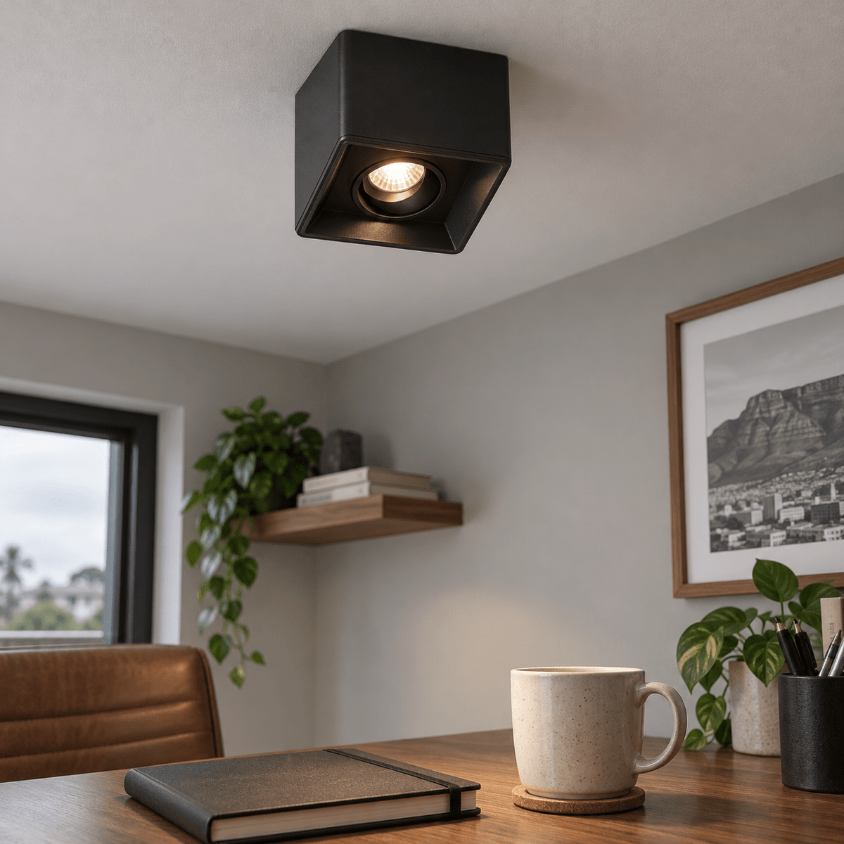 Black Surface Mount LED Downlighter Antiglare Adjustable — home office task lighting