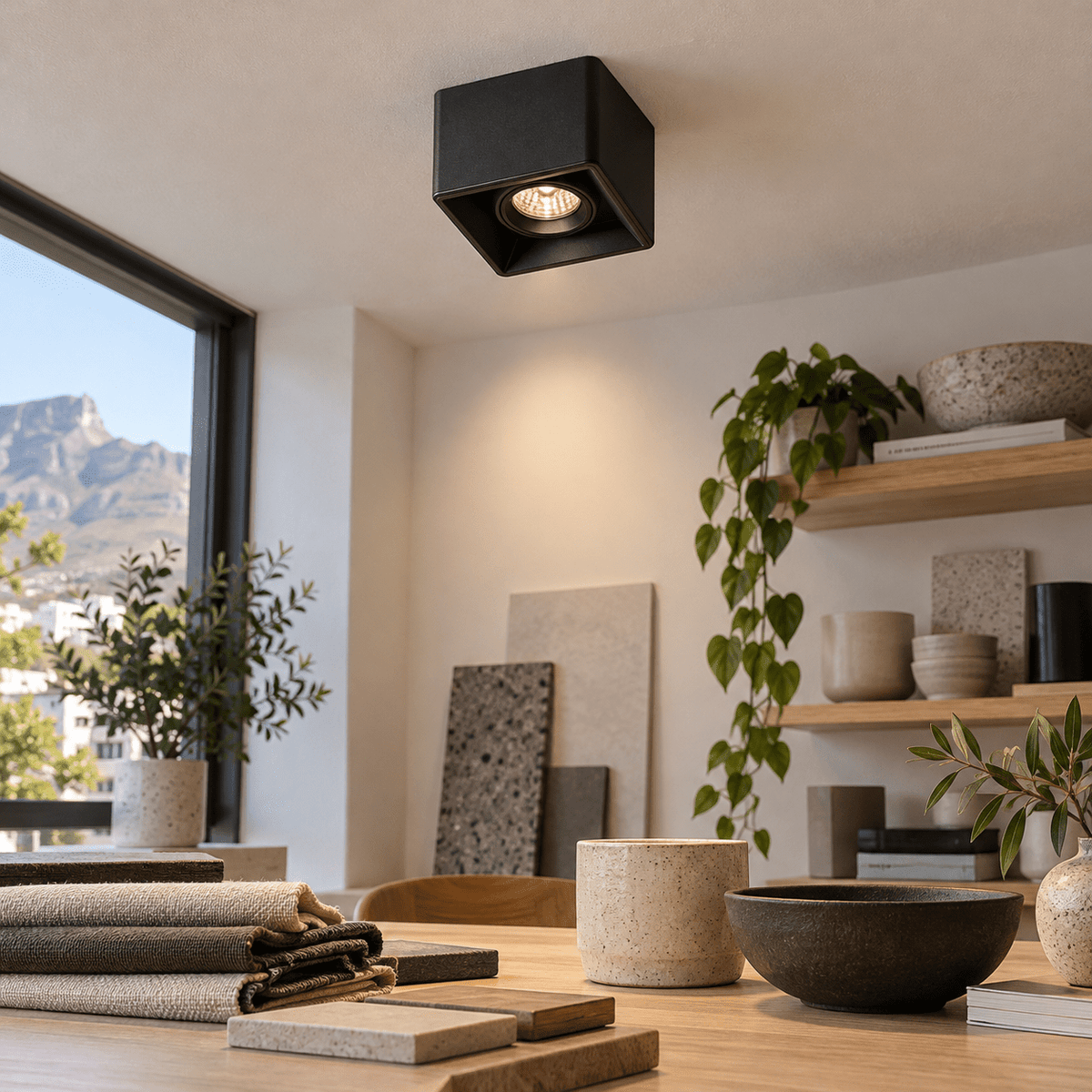 Black Surface Mount LED Downlighter Antiglare Adjustable — design-shop display area