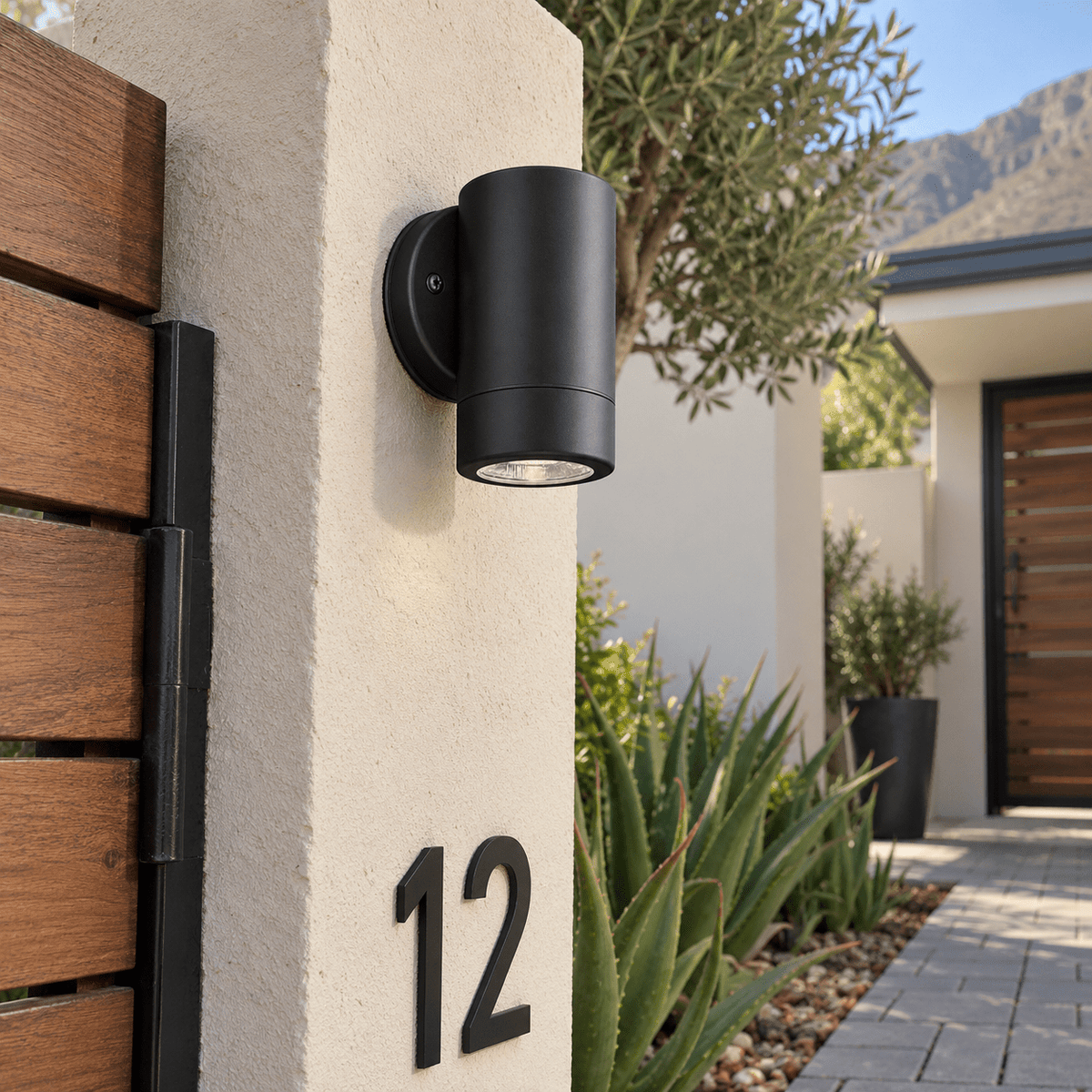 Black Outdoor Wall Light IP44 — townhouse gate path