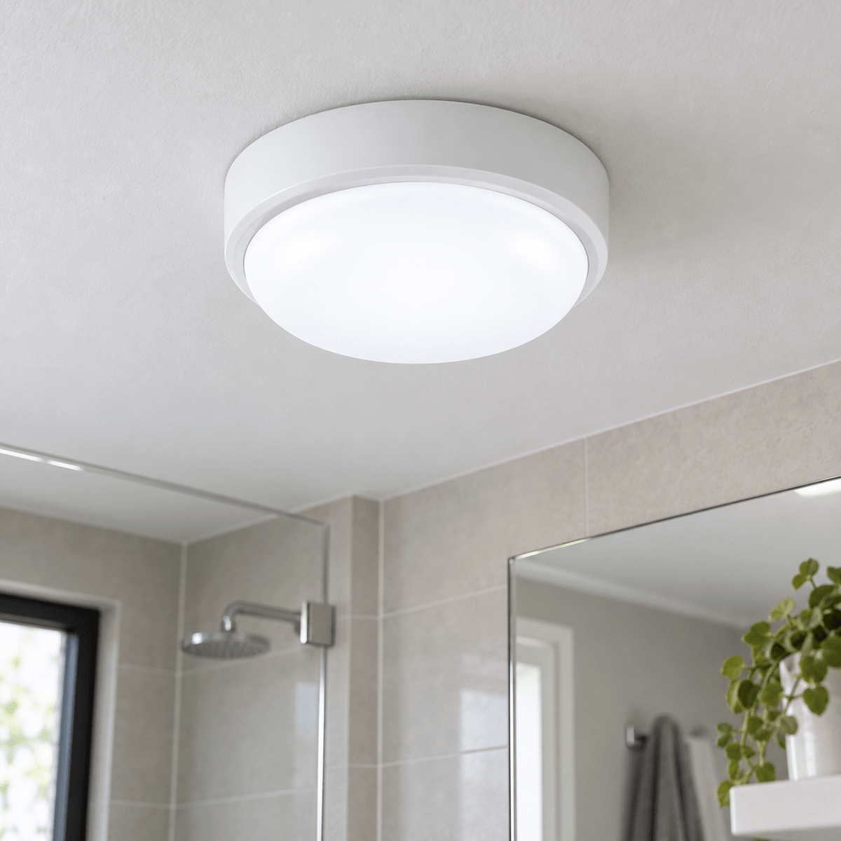 White LED Ceiling Light IP54 Cool White — flush mounting and diffuser detail