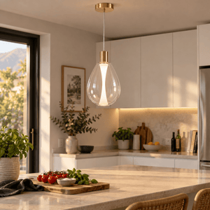 Clear Glass LED Pendant Light - Warm White Minimalist — daylit kitchen island