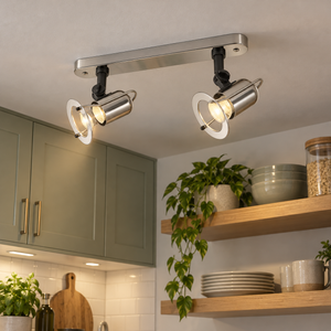 Satin Chrome Spotlight R50 Compatible 2 Light — kitchen preparation area