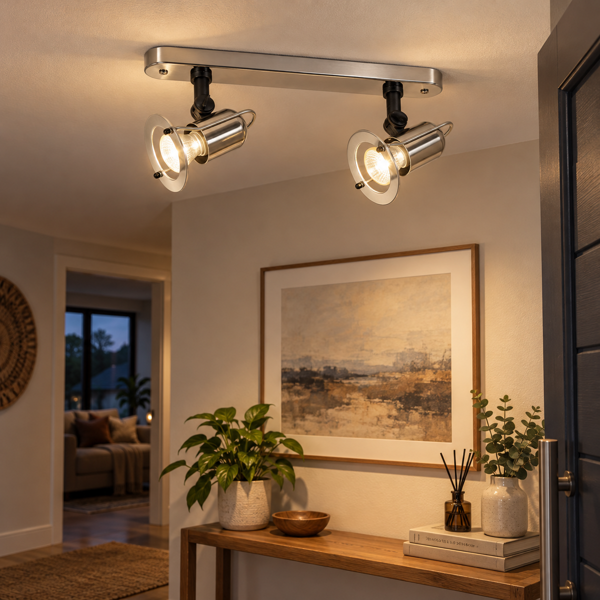 Satin Chrome Spotlight R50 Compatible 2 Light — entrance hallway
