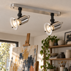 Satin Chrome Spotlight R50 Compatible 2 Light — home studio