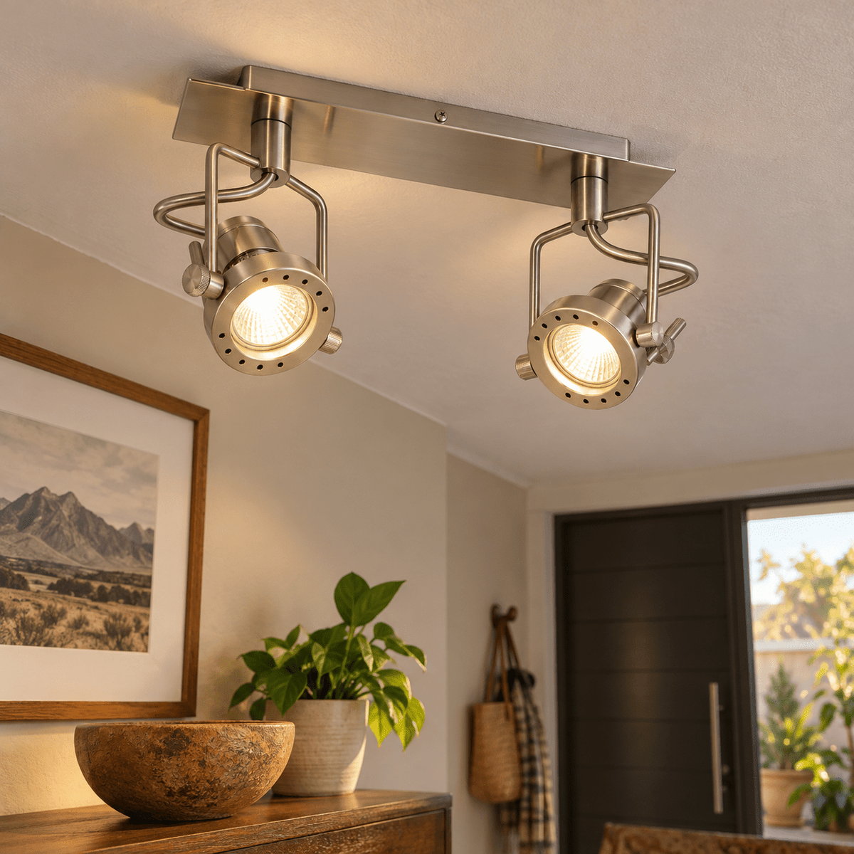 Swivel & Tilt Satin Spotlight Adjustable Dual Head — entrance-hall console