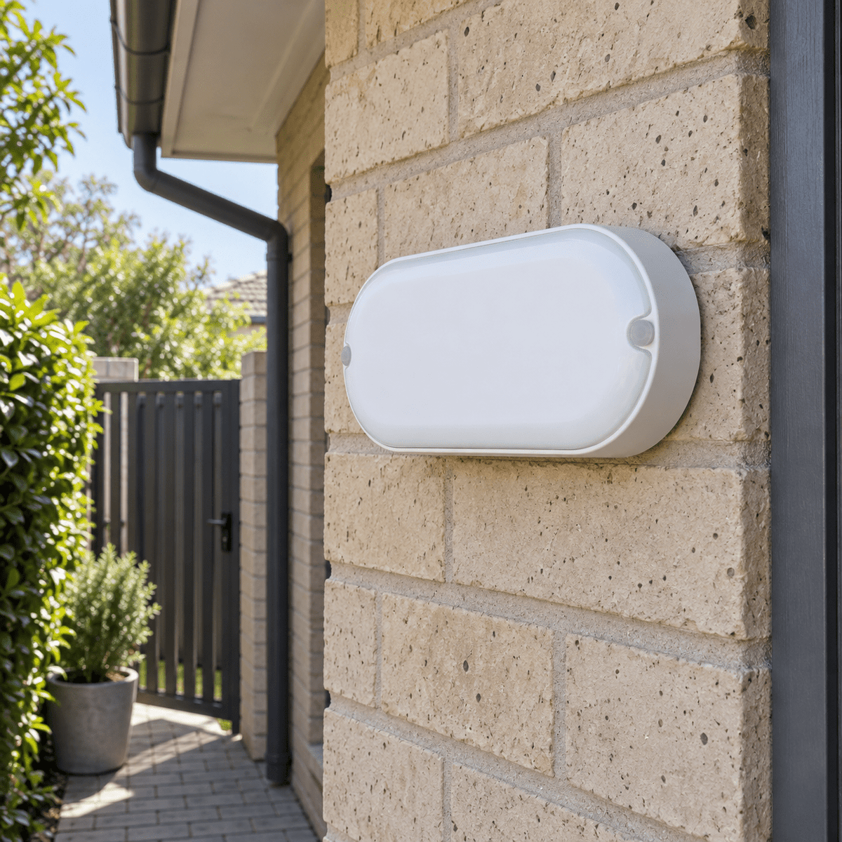 Oval White LED Bulkhead IP54 Warm White — daylight side passage
