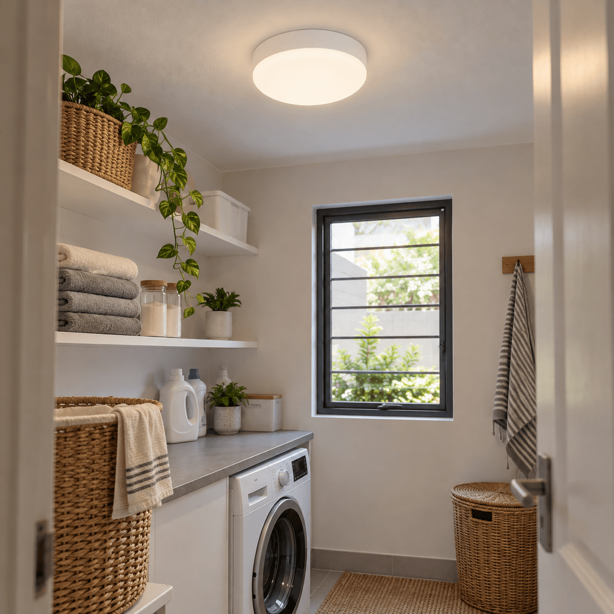 Small Polycarbonate LED Indoor Light — installed in a domestic utility room