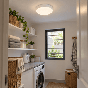 Small Polycarbonate LED Indoor Light — installed in a domestic utility room