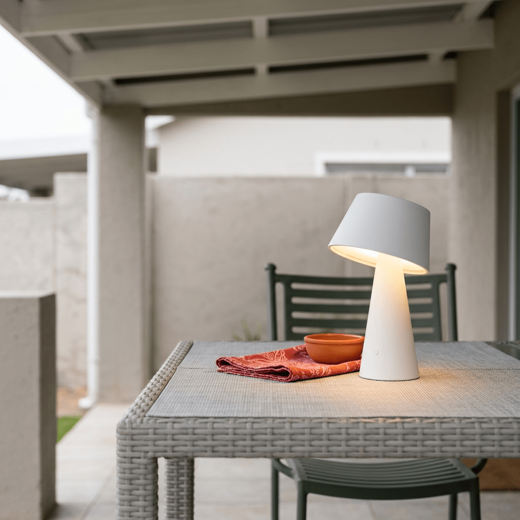 Fuji White Solar LED Table Lamp - Rechargeable & Dimmable