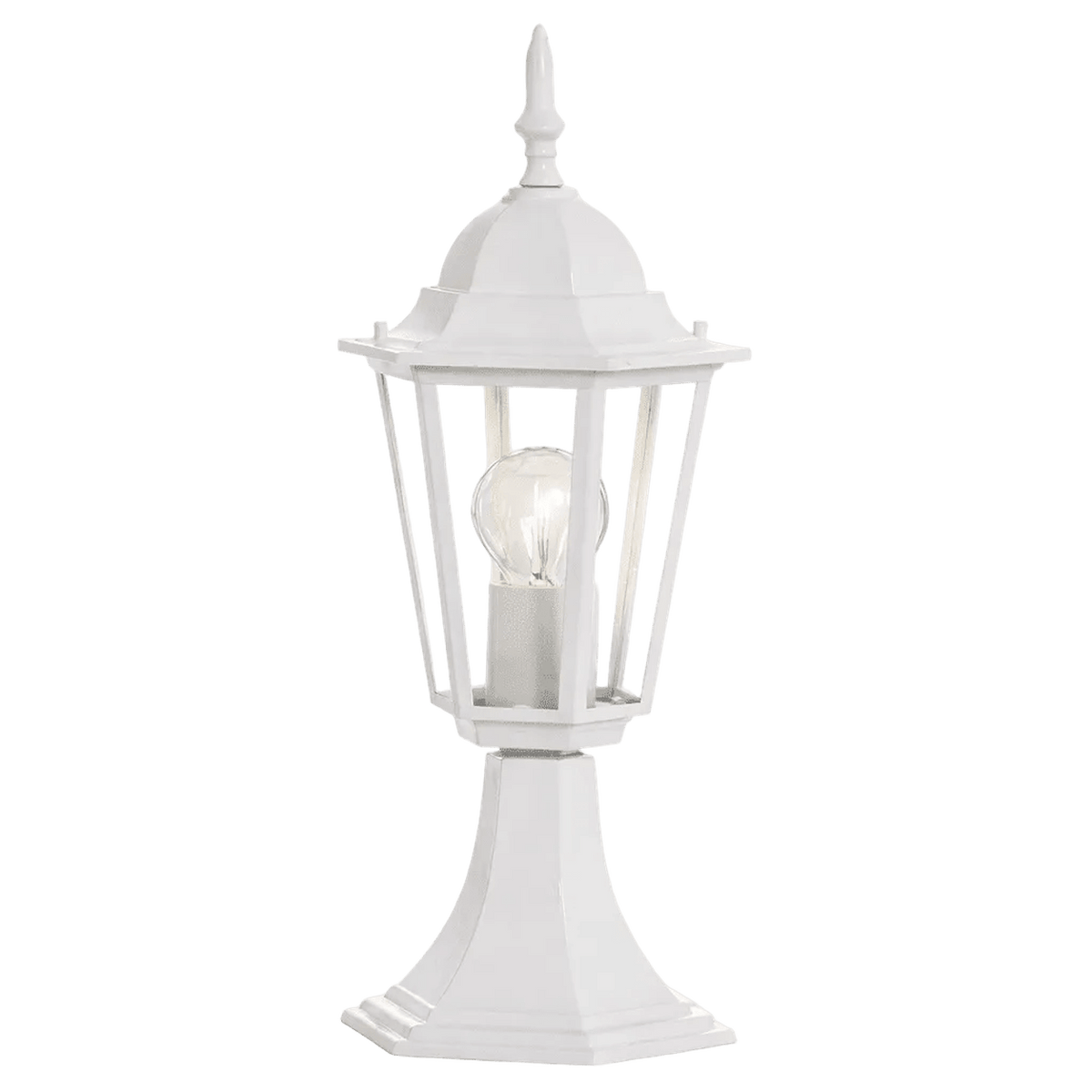 White Outdoor Pillar Lantern - IP44 6-Panel — transparent background