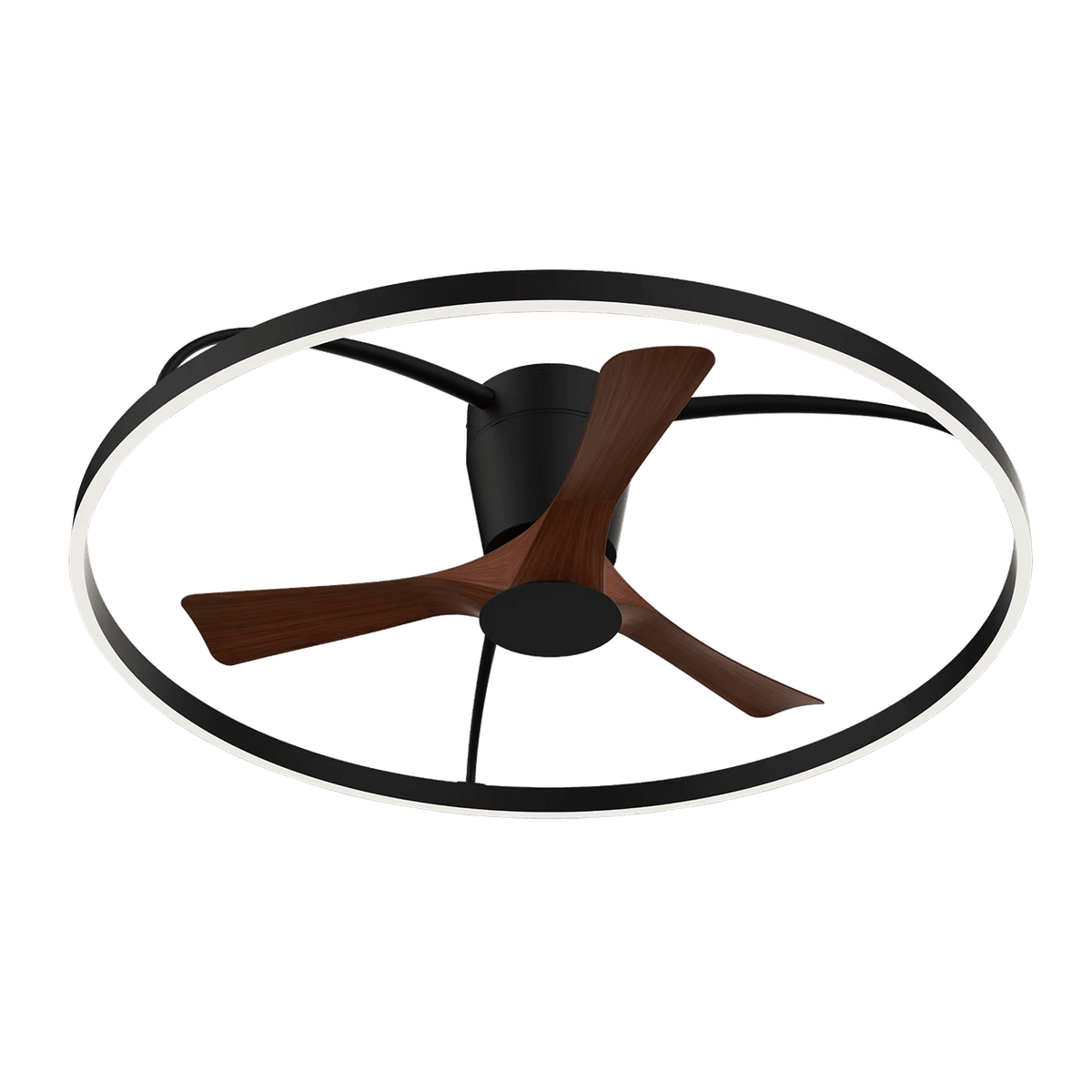 Modern Black & Wood 100cm LED Ceiling Fan — transparent background