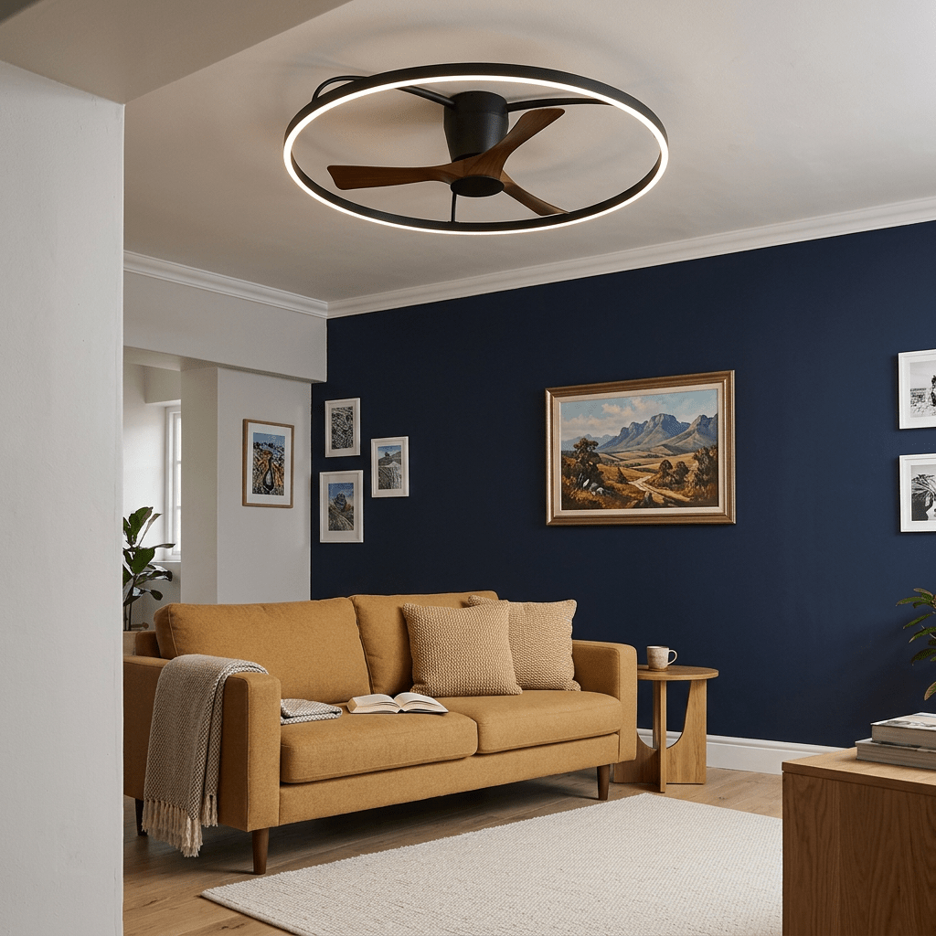 Modern Black & Wood 100cm LED Ceiling Fan