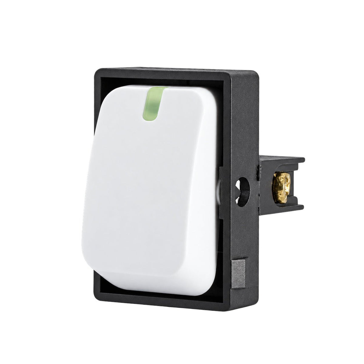 White 1 lever 1 way switch module, white background