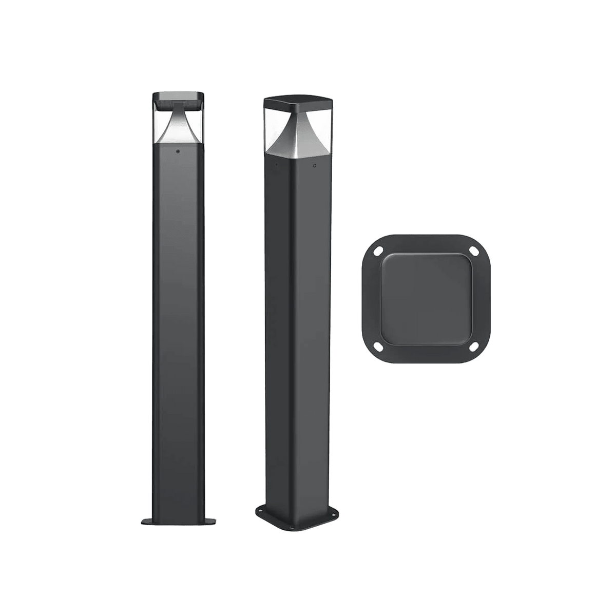 12W Everest IP65 4CCT Surface Mount Bollard - Square — transparent background