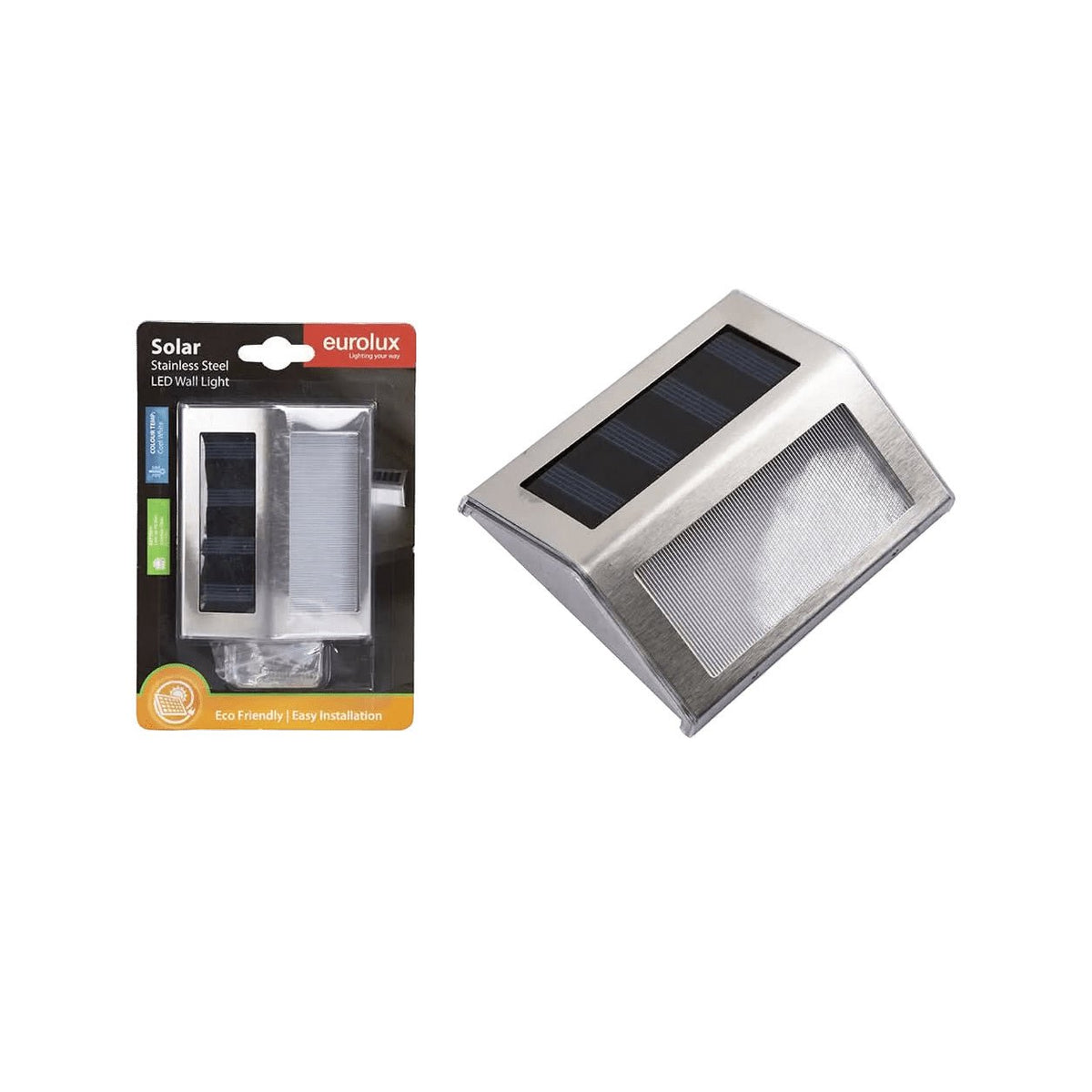 Silver Solar LED Wall / Step Light — white background