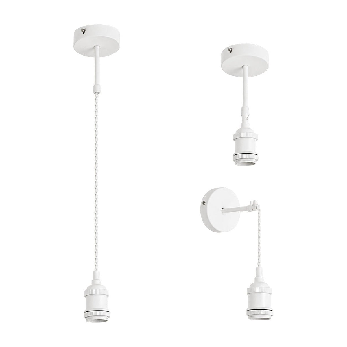 Matt White 3-in-1 LED Fitting - Wall / Ceiling / Pendant, white background, 1254 × 1254