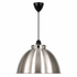 Metal pendant light with black fixture on a white background