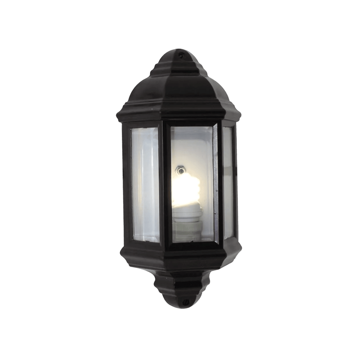 Black Outdoor Wall Light - Half Lantern — transparent background
