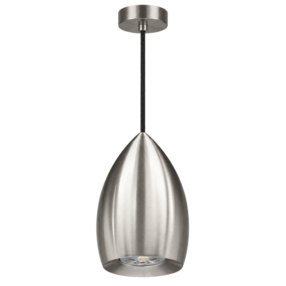 Uovo Satin Nickel Pendant Light on a transparent background