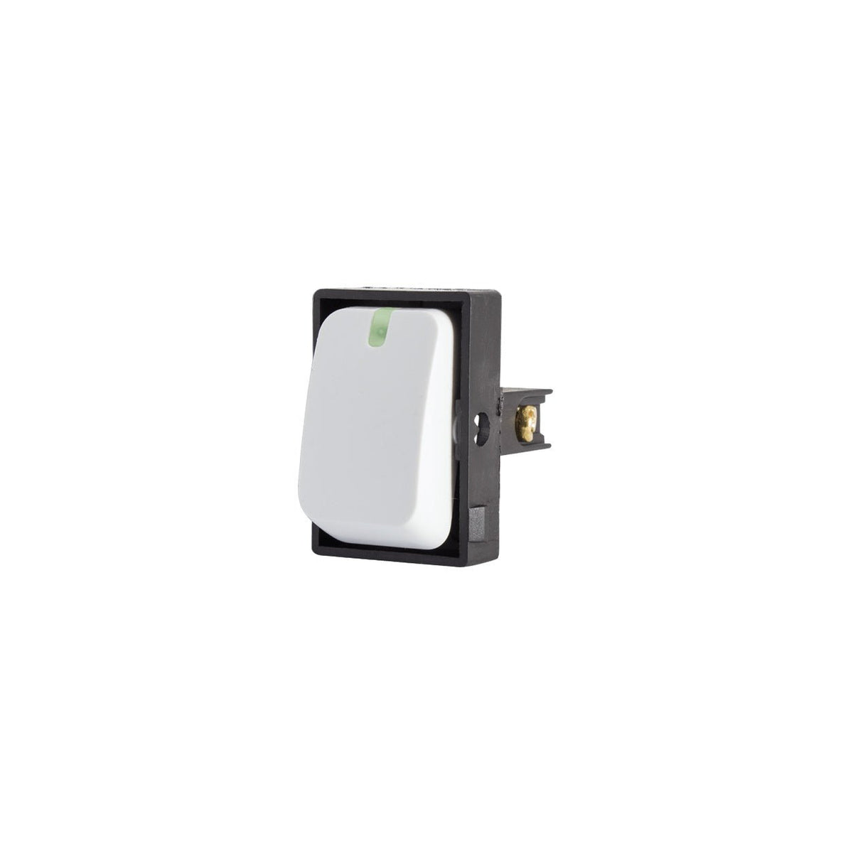 White 1 Lever 2 Way Switch Module — white background