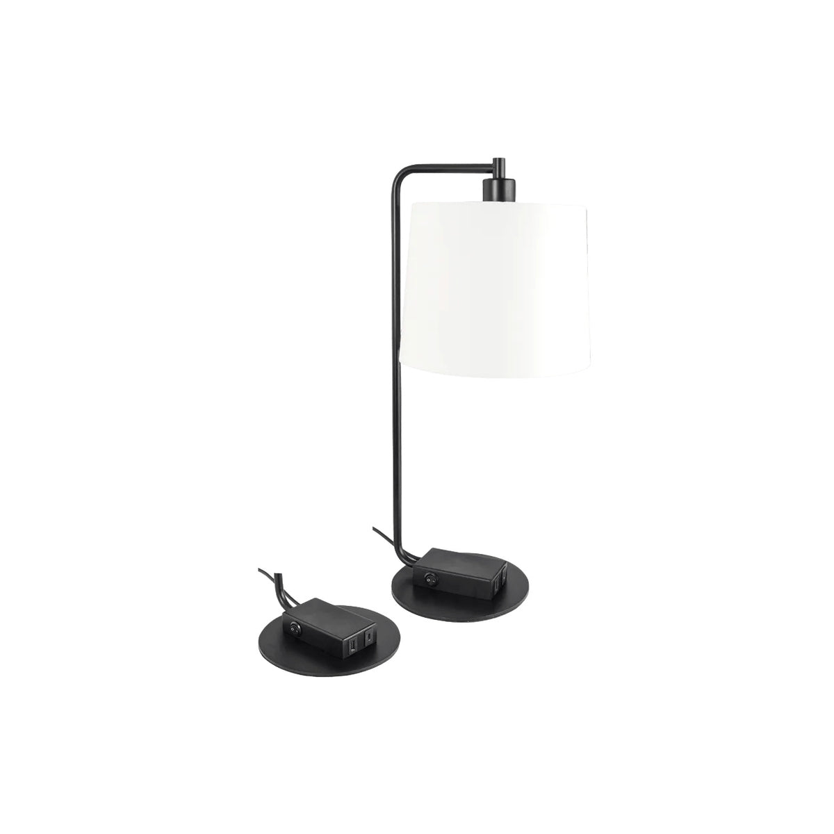 Matt Black Table Lamp - Dual USB Ports — white background