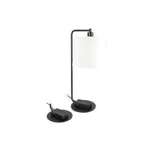 Matt Black Table Lamp - Dual USB Ports — white background