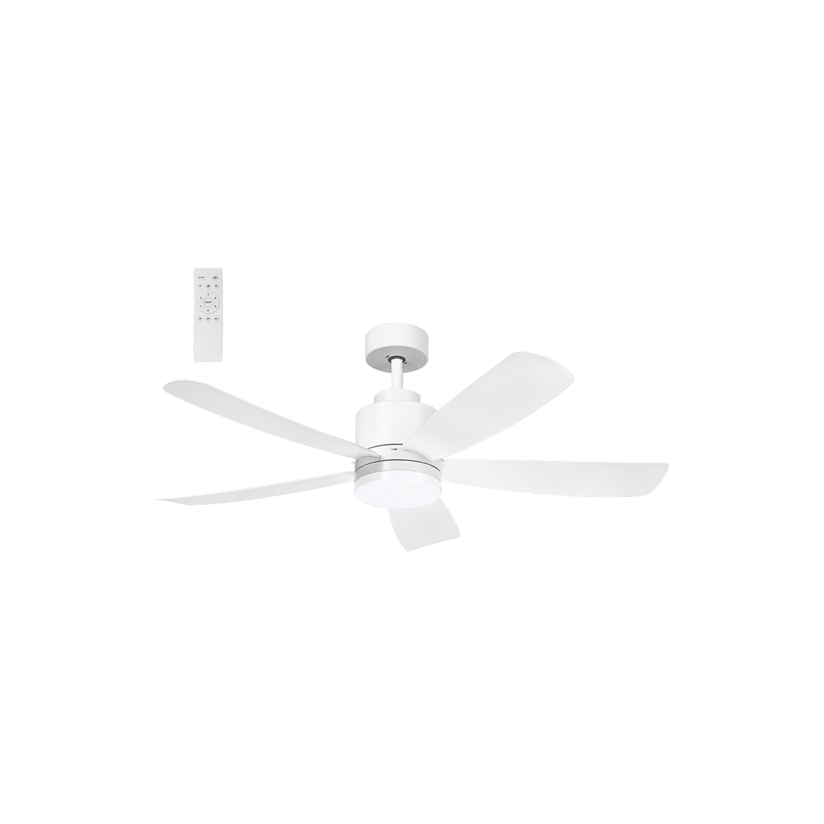 52" White Ceiling Fan with ABS Blades & 3CCT LED — transparent background