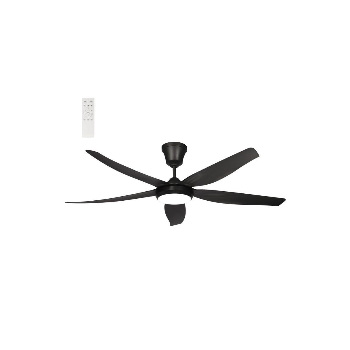 56" Black Ceiling Fan with ABS Blades & 3CCT LED — white background