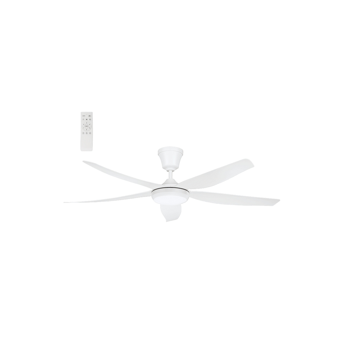 56" White Ceiling Fan with ABS Blades & 3CCT LED — transparent background