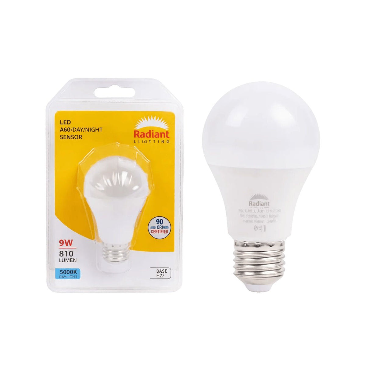 9W White A60 LED Bulb – E27, 5000K Daylight — white background