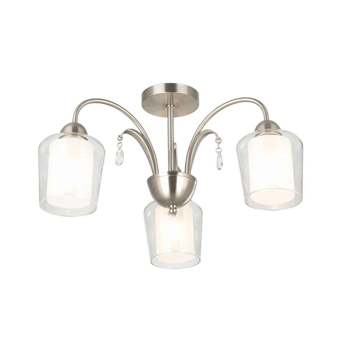 Satin Chrome Chandelier - 3 Light — transparent background