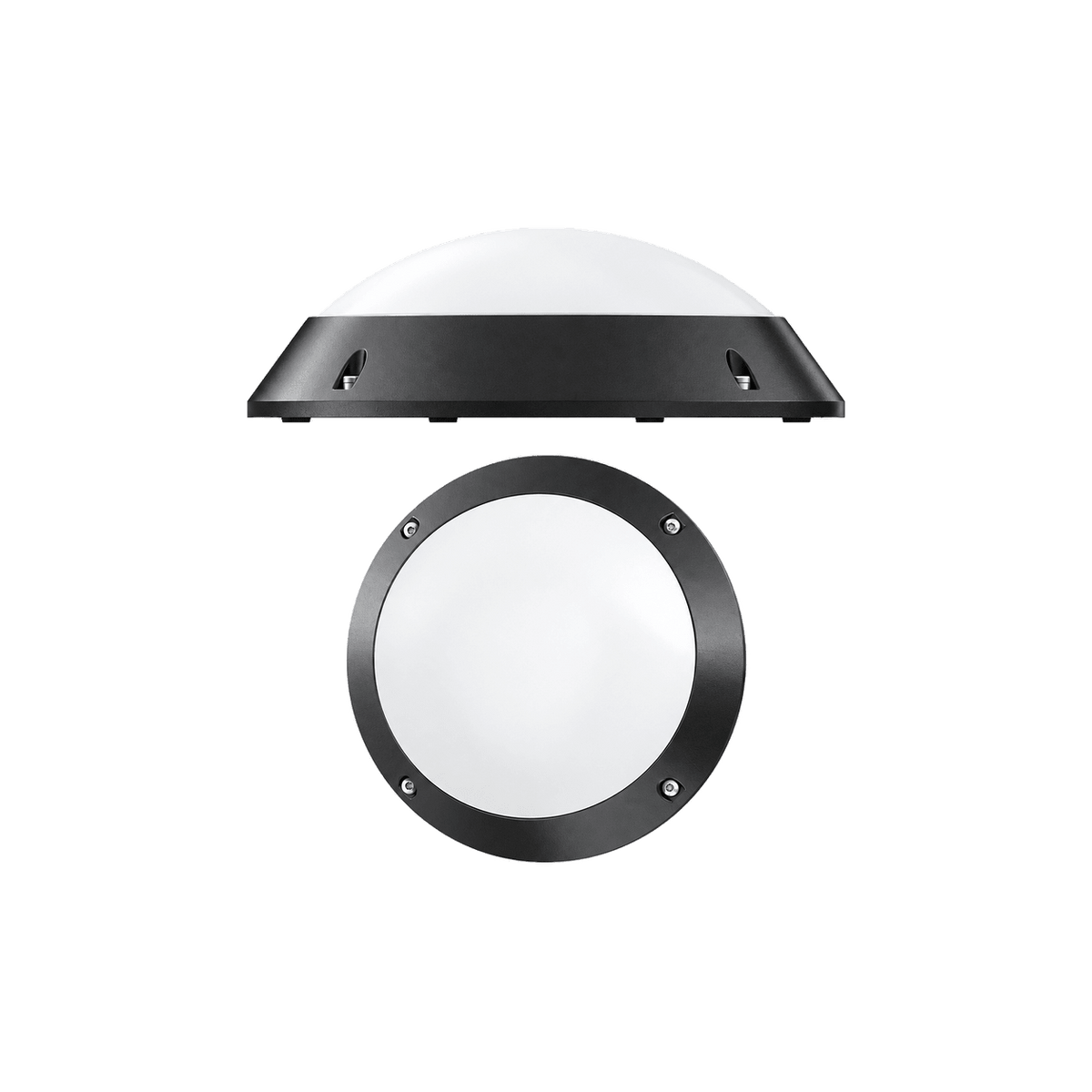 Black Round Bunker Bulkhead IP65 - 12W/16W/18W, 4CCT — transparent background
