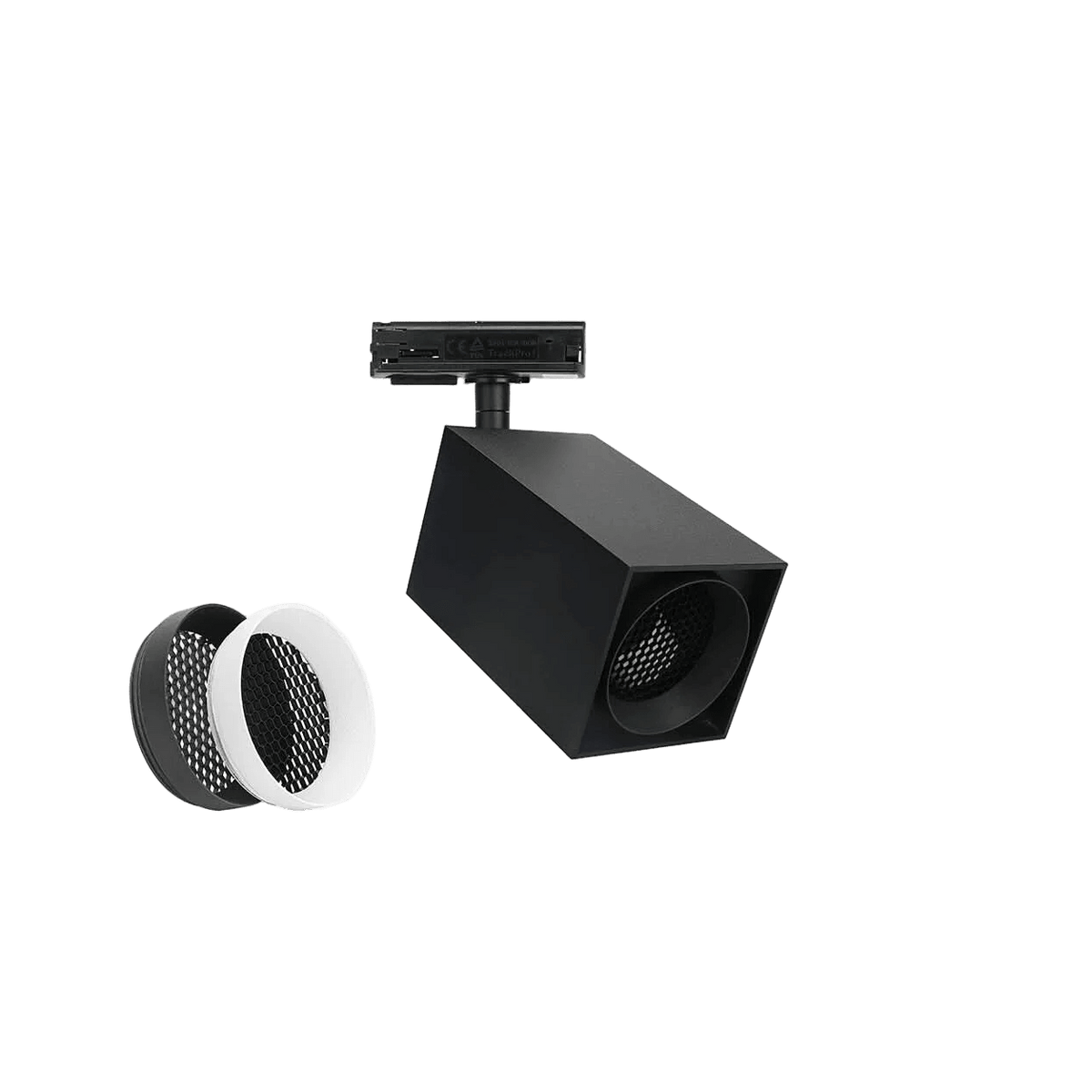 Snypa GU10 3-Wire Track Fitting - Square, Matt Black — transparent background