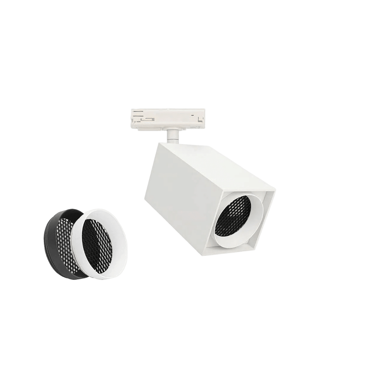 Snypa GU10 3-Wire Track Fitting - Square, Matt White — transparent background