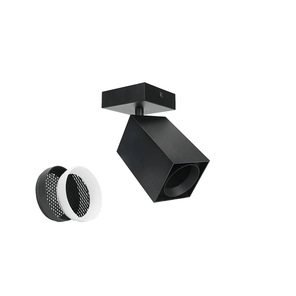 Snypa GU10 Surface Mount Fitting - Square, Matt Black — transparent background