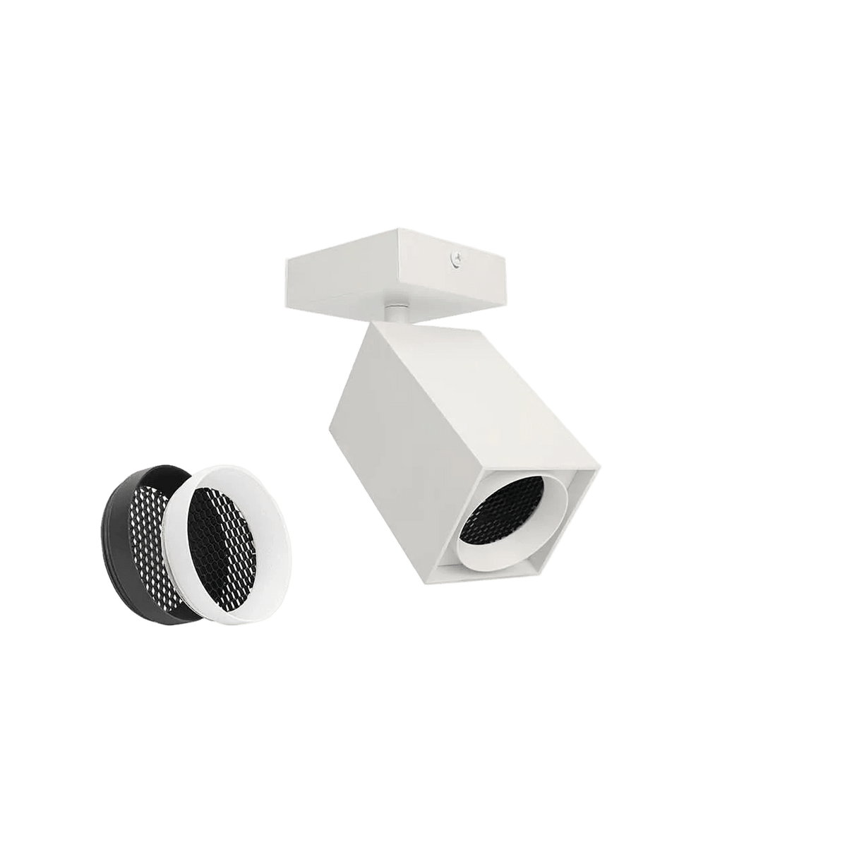 Snypa GU10 Surface Mount Fitting - Square, Matt White — transparent background