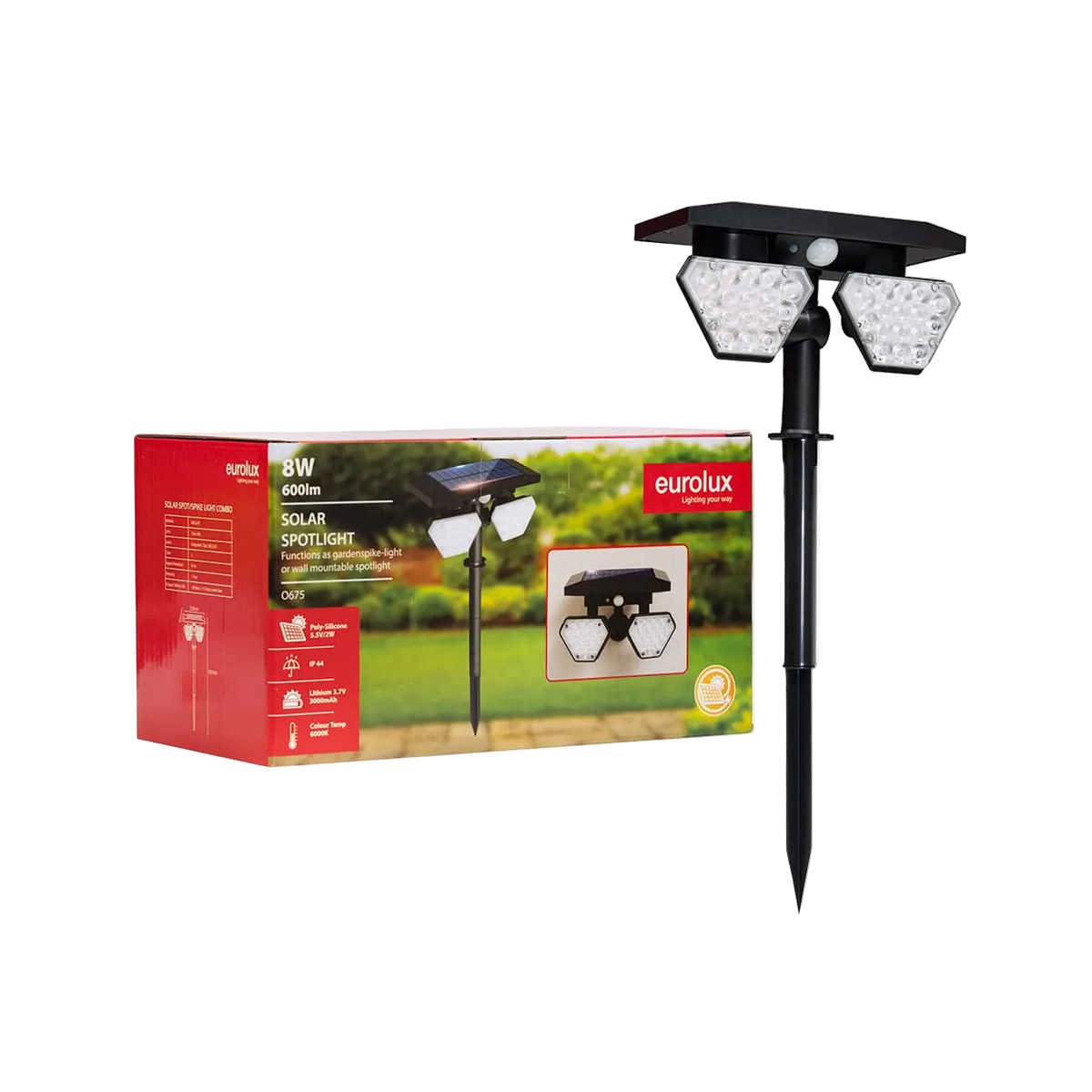 Solar Spot/Spike Light Combo - Black LED — transparent background