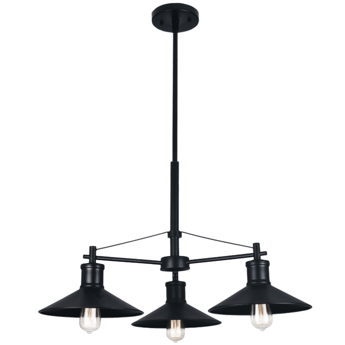 Black Metal Chandelier - 3 Light — transparent background