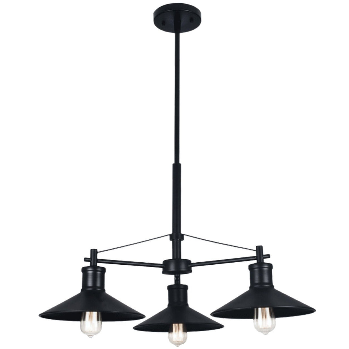 Black Metal Chandelier - 3 Light — white background