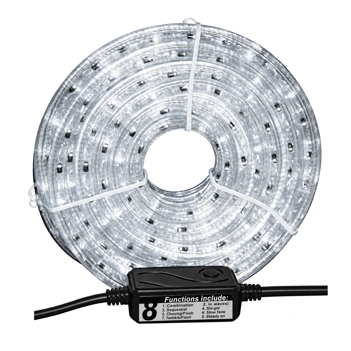 LED Rope Light 3-Wire White 6000K, 230V (50m Roll) — transparent background