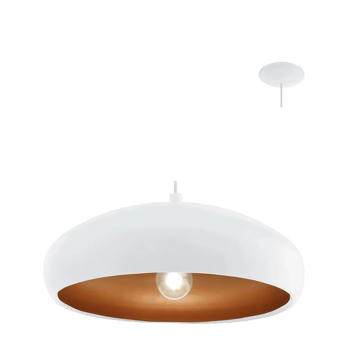 Mogano1 White & Copper Pendant Light — transparent background