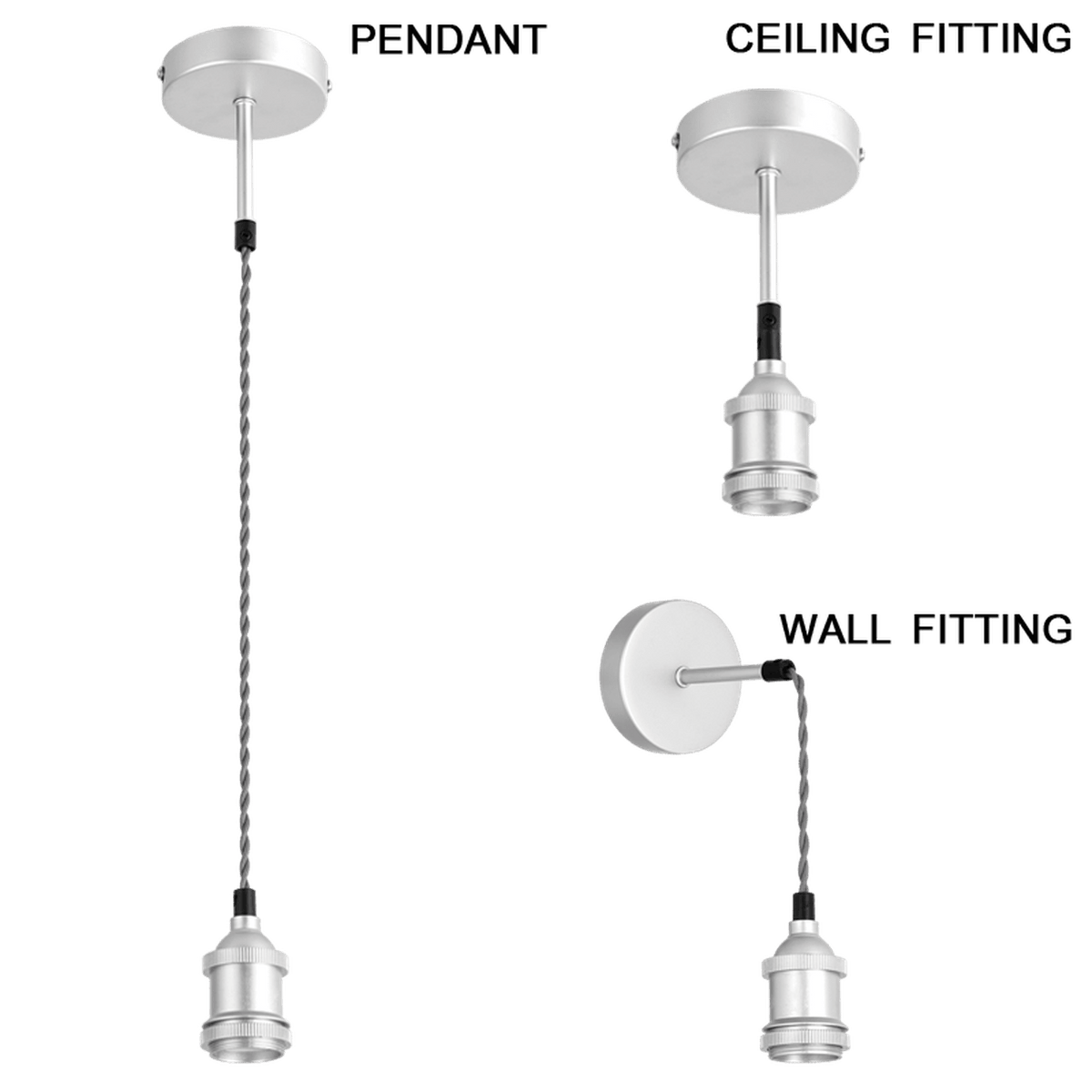 Satin Chrome Pendant Light - 3 in 1 — transparent background