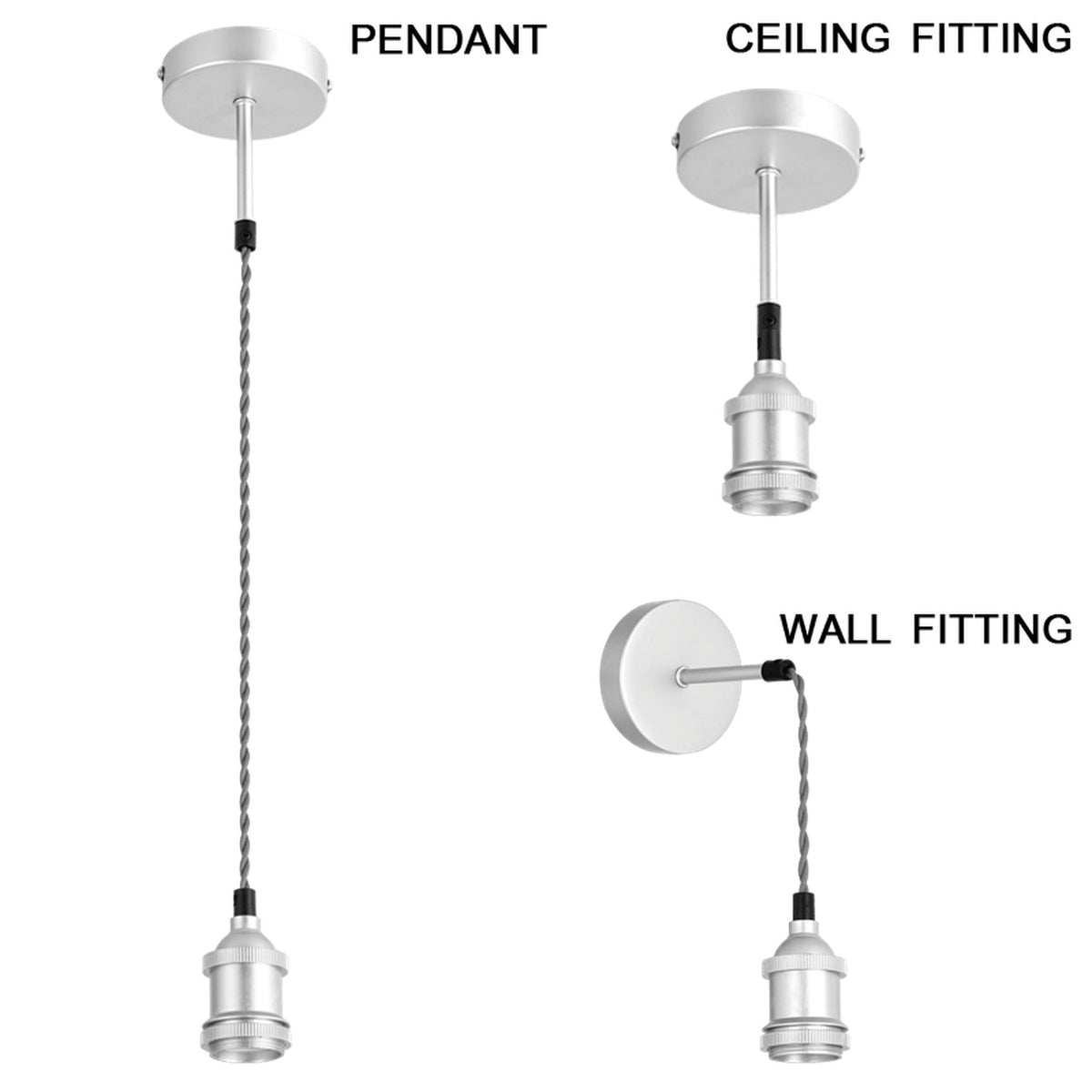 Satin Chrome Pendant Light - 3 in 1 — white background