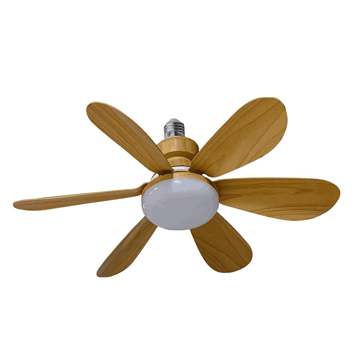 20" Mini E27 Ceiling Fan/Lamp - Wood Grain — white background